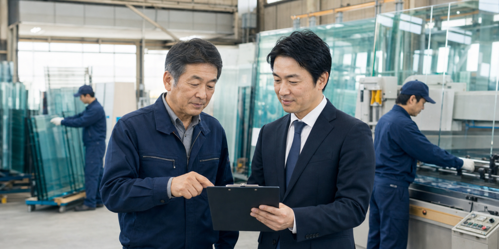 ガラス会社 M&Aを相談する経営者とアドバイザー
